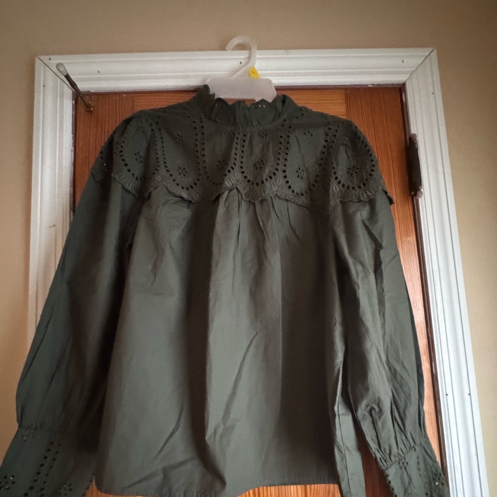 GAP Dark Green Eyelet Women's Blouse